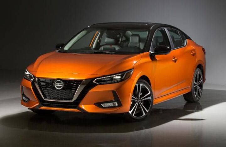 Front-quarter view of the 2023 Nissan Sentra Orange