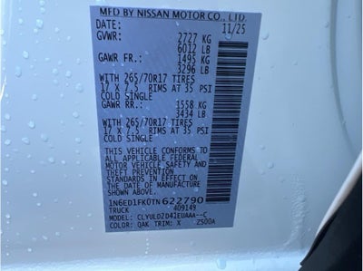 2026 Nissan Frontier Crew Cab PRO-4X Pickup 4D 6 ft