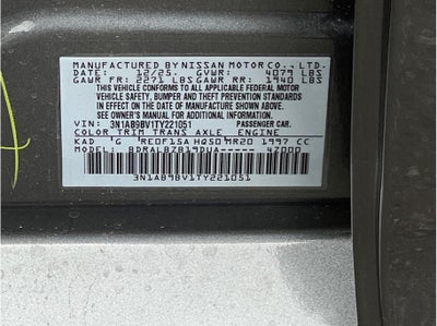 2026 Nissan Sentra S Sedan 4D