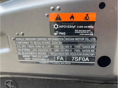 2026 Nissan Sentra S Sedan 4D