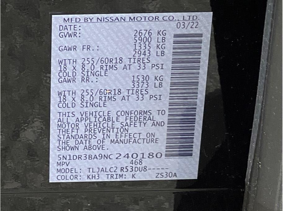 2022 Nissan Pathfinder SV Sport Utility 4D