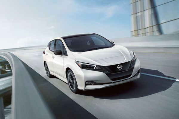 Front view on Nissan LEAF driving